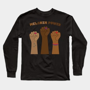 Melanin Power Raised Fists Long Sleeve T-Shirt